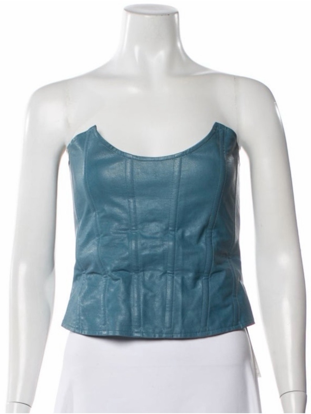 Miaou Teal Faux Leather Bustier Tank